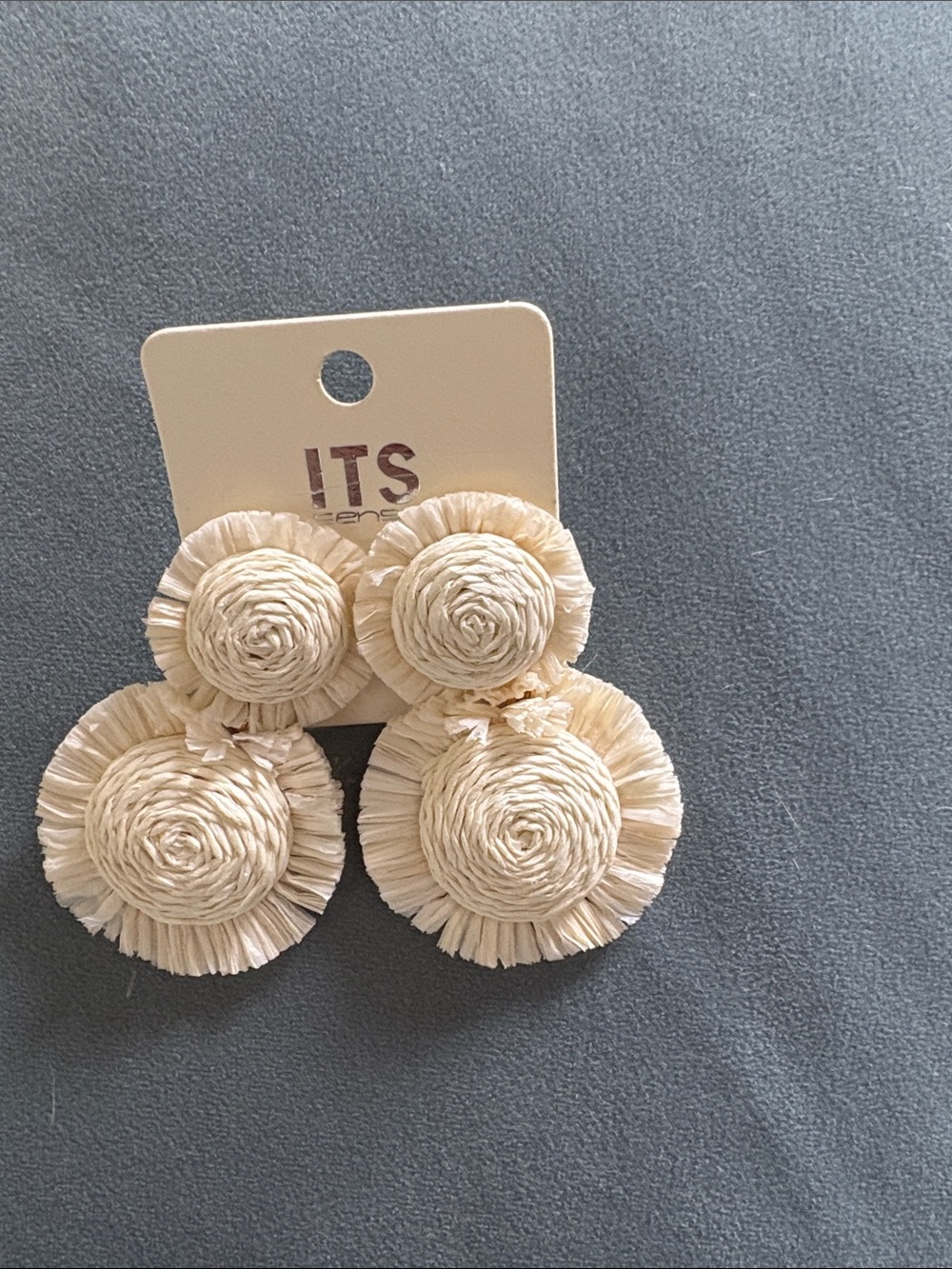 ITS sense  Natural Raffia Double Circle Drop earrings. Brand new never been worn